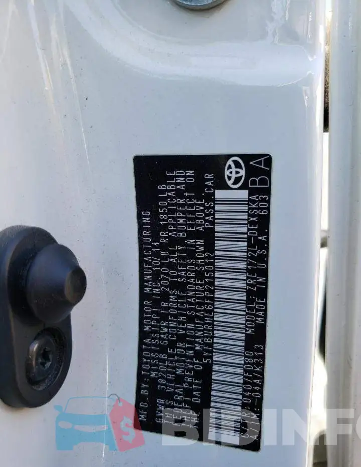 5YFBURHE6FP215012 Photo# 12