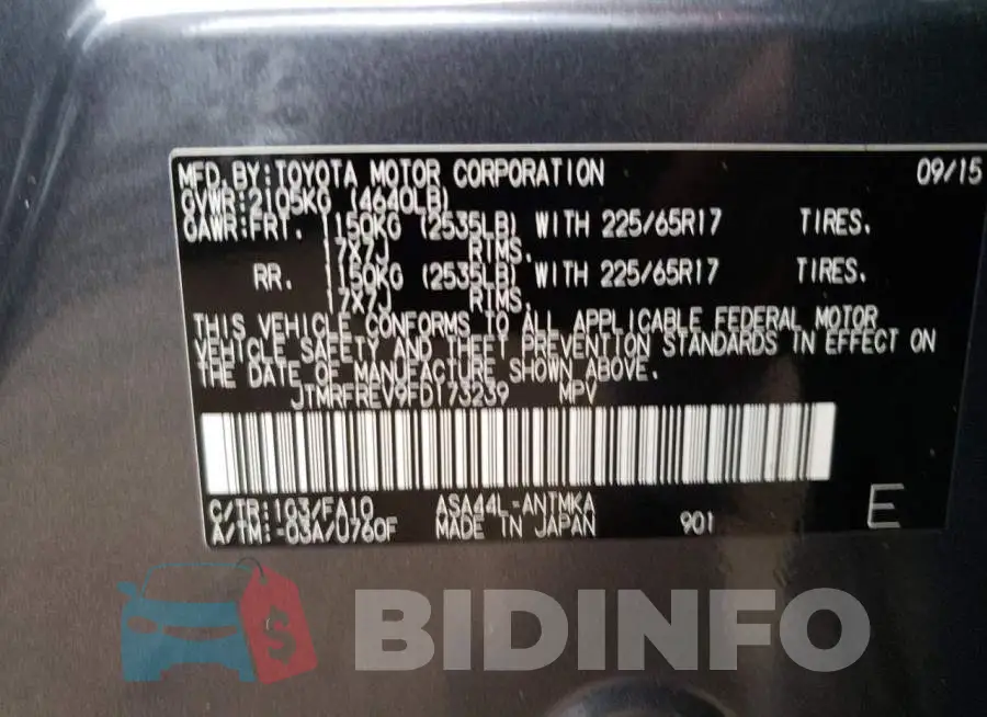 JTMRFREV9FD173239 Photo# 12