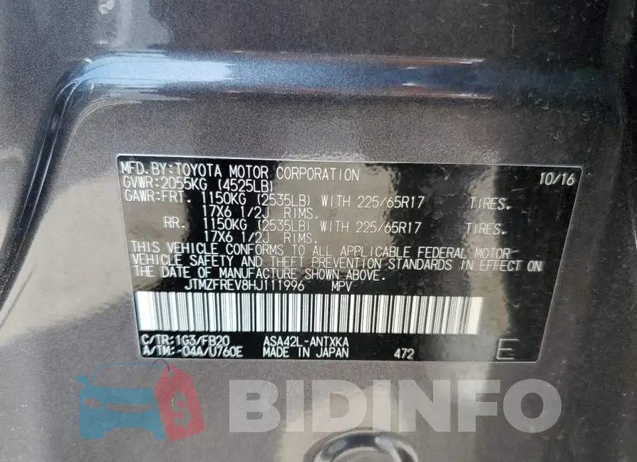 JTMZFREV8HJ111996 Photo# 13