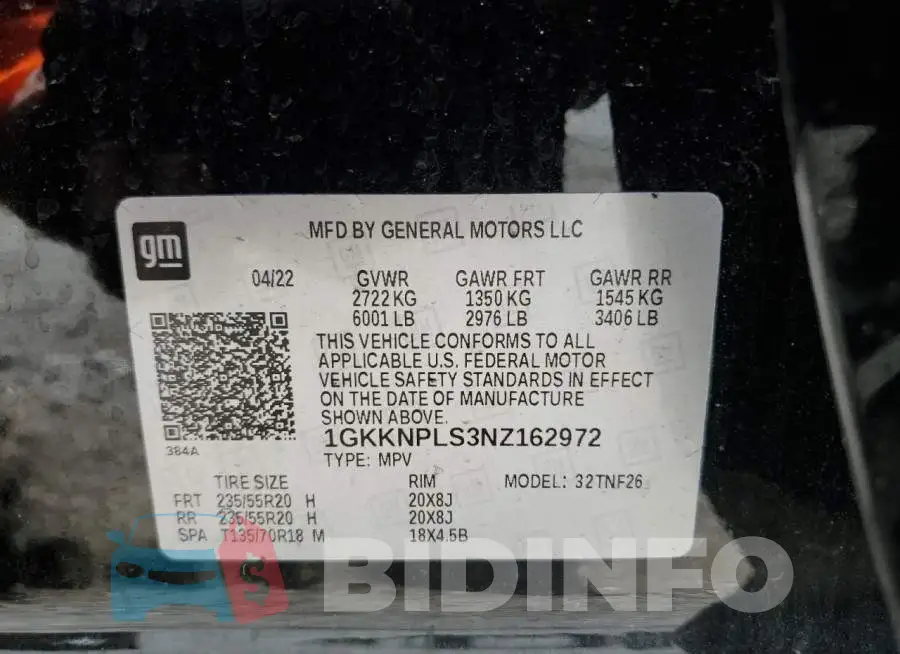1GKKNPLS3NZ162972 Photo# 13