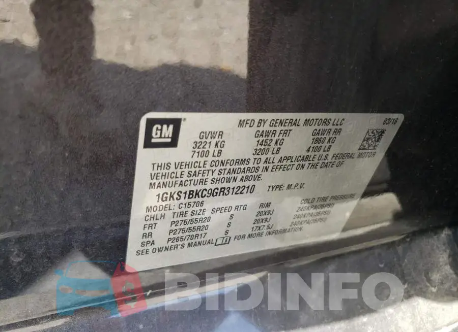 1GKS1BKC9GR312210 Photo# 12