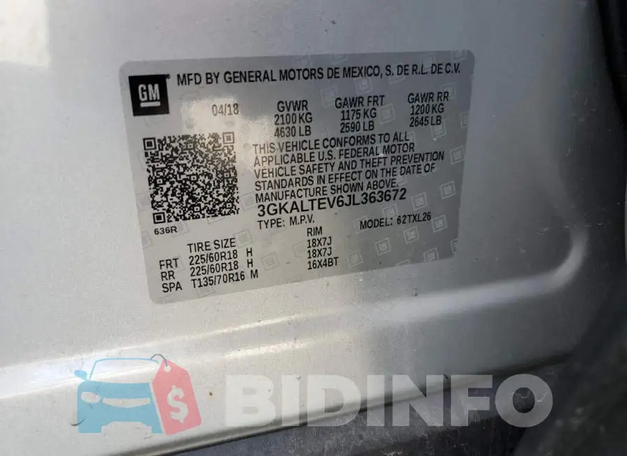 3GKALTEV6JL363672 Photo# 13
