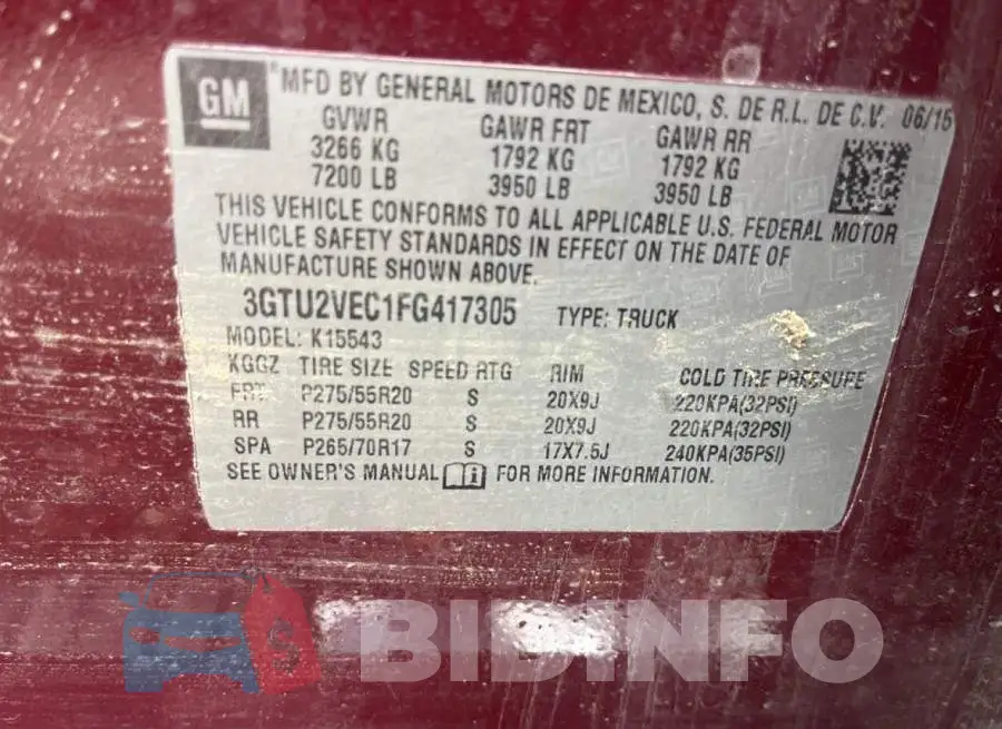 3GTU2VEC1FG417305 Photo# 12