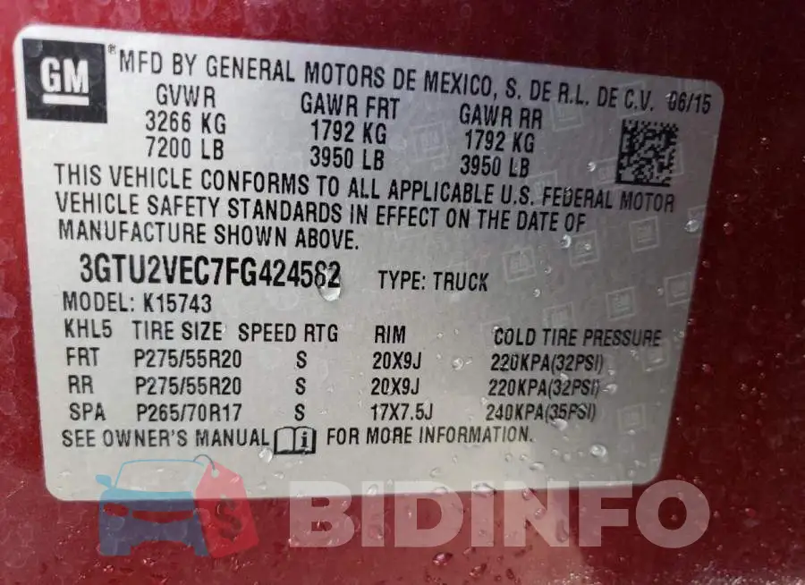 3GTU2VEC7FG424582 Photo# 12