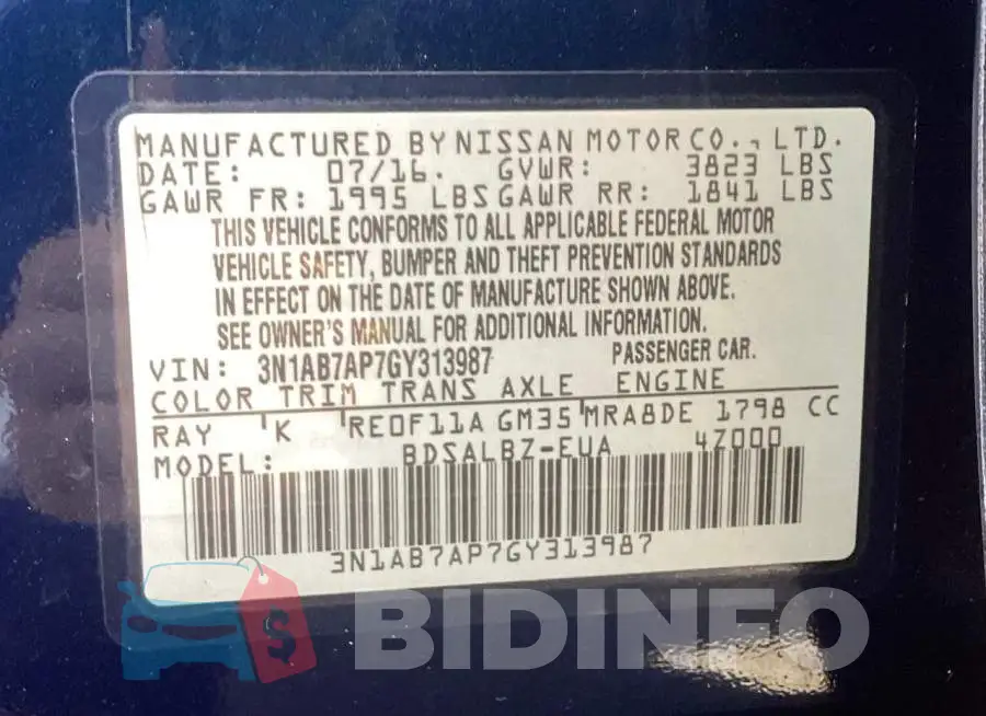 3N1AB7AP7GY313987 Photo# 10