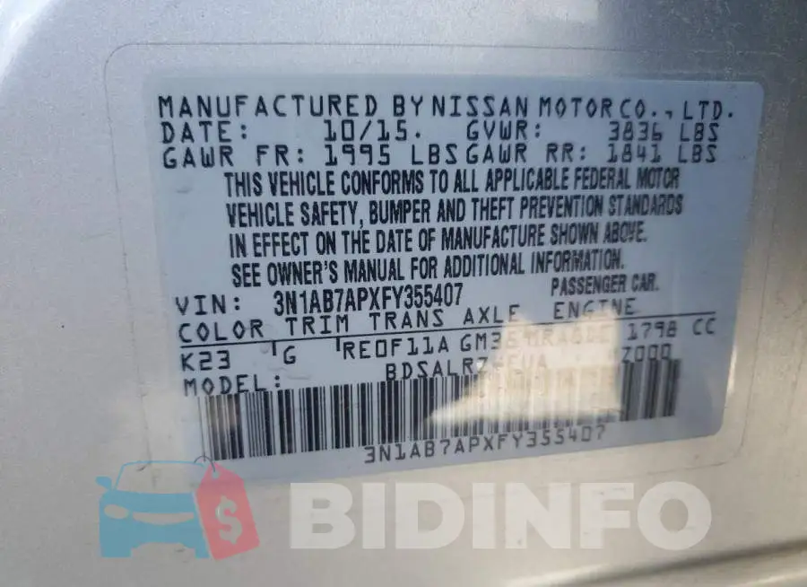 3N1AB7APXFY355407 Photo# 12