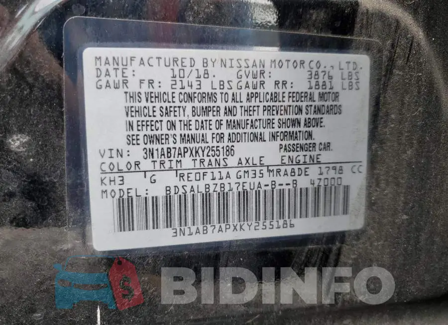 3N1AB7APXKY255186 Photo# 12