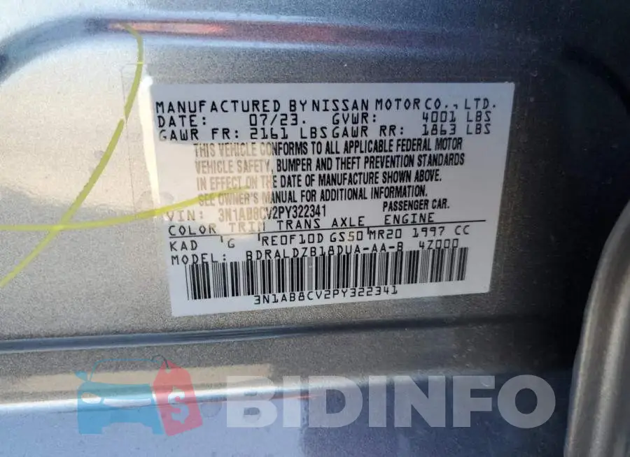 3N1AB8CV2PY322341 Photo# 12
