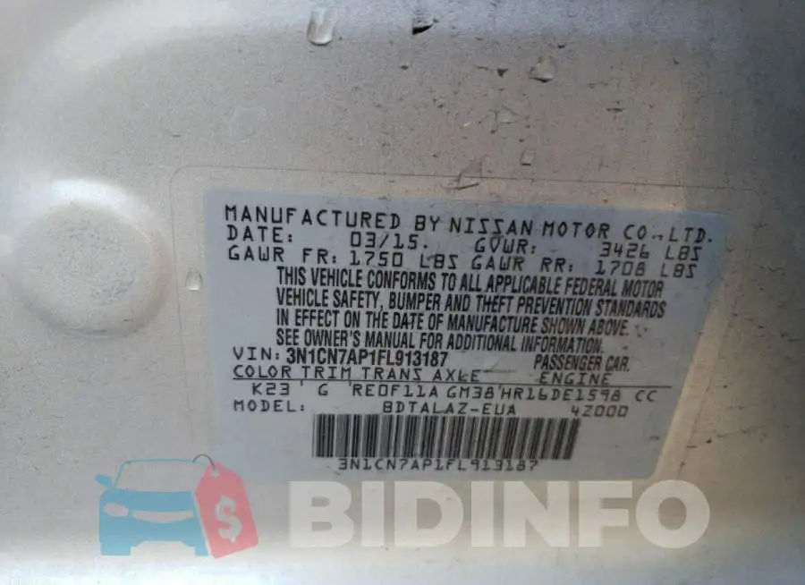 3N1CN7AP1FL913187 Photo# 13