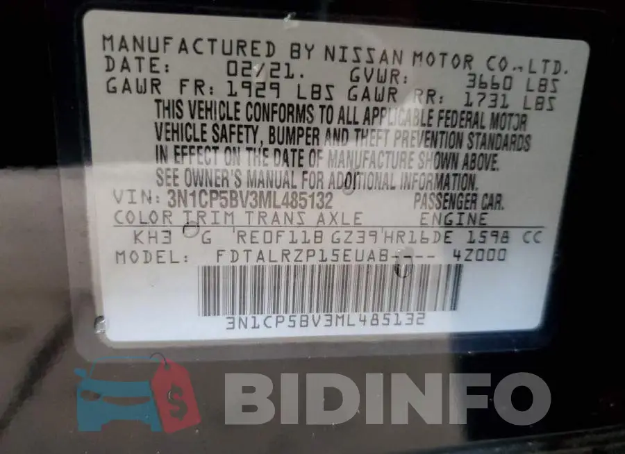 3N1CP5BV3ML485132 Photo# 12