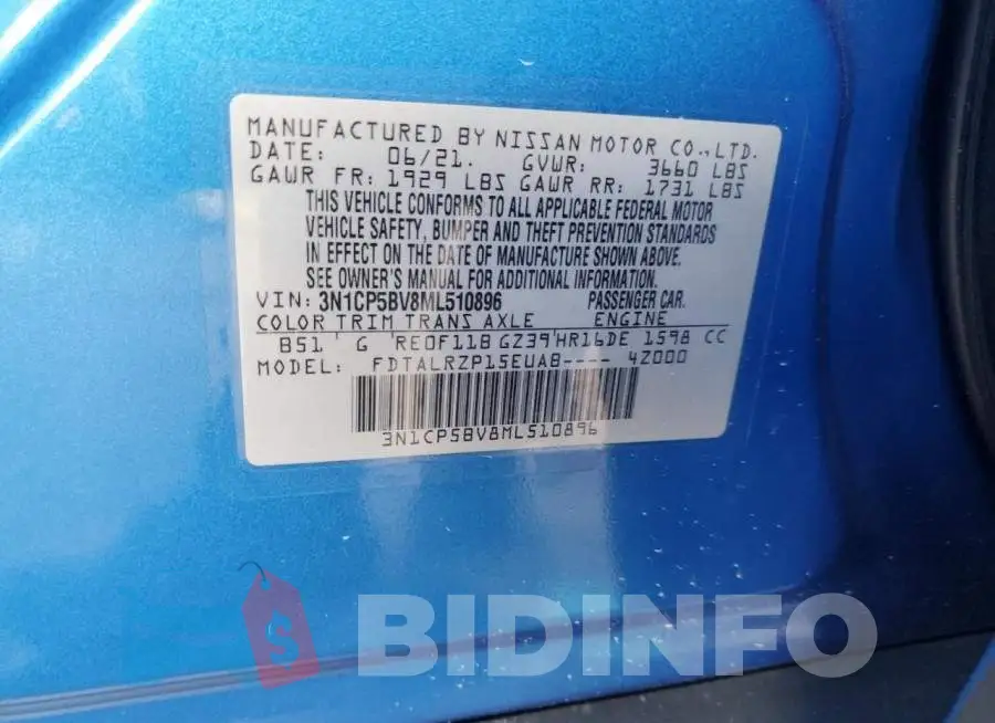 3N1CP5BV8ML510896 Photo# 13