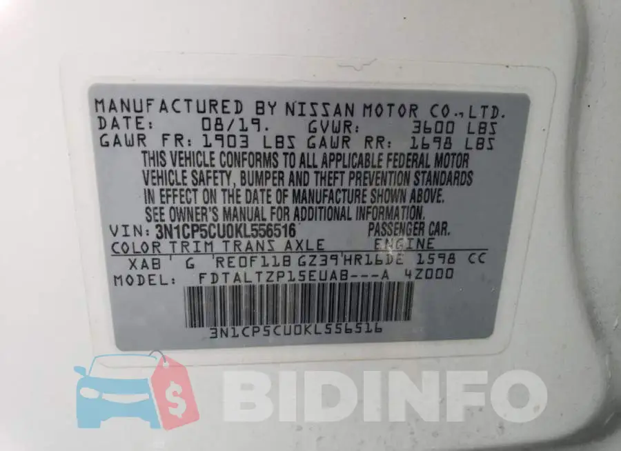 3N1CP5CU0KL556516 Photo# 13