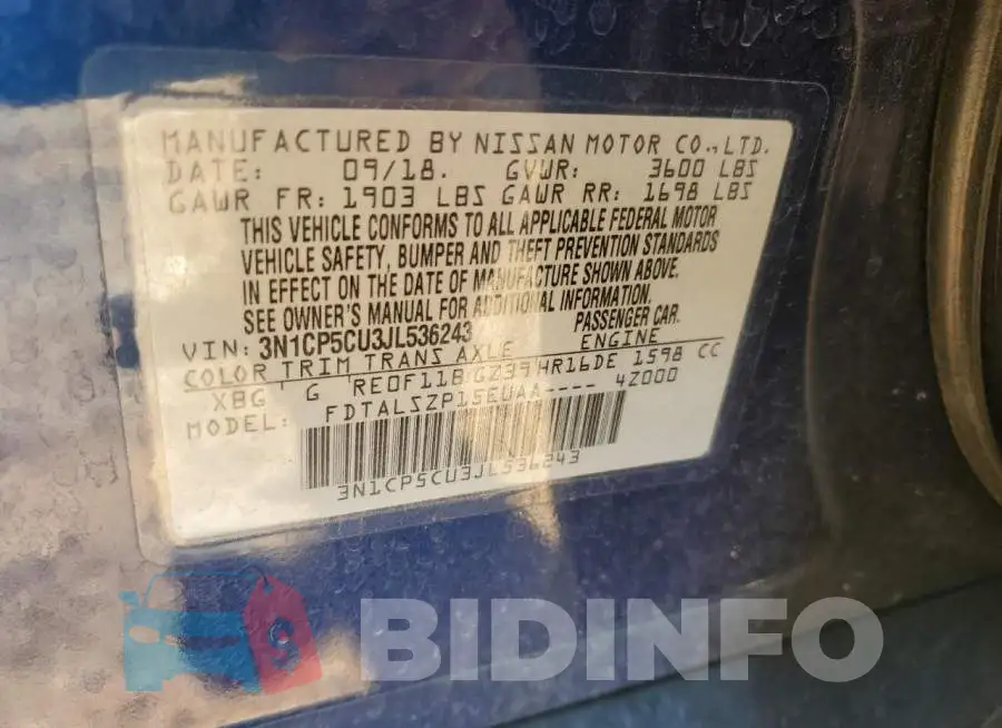 3N1CP5CU3JL536243 Photo# 12