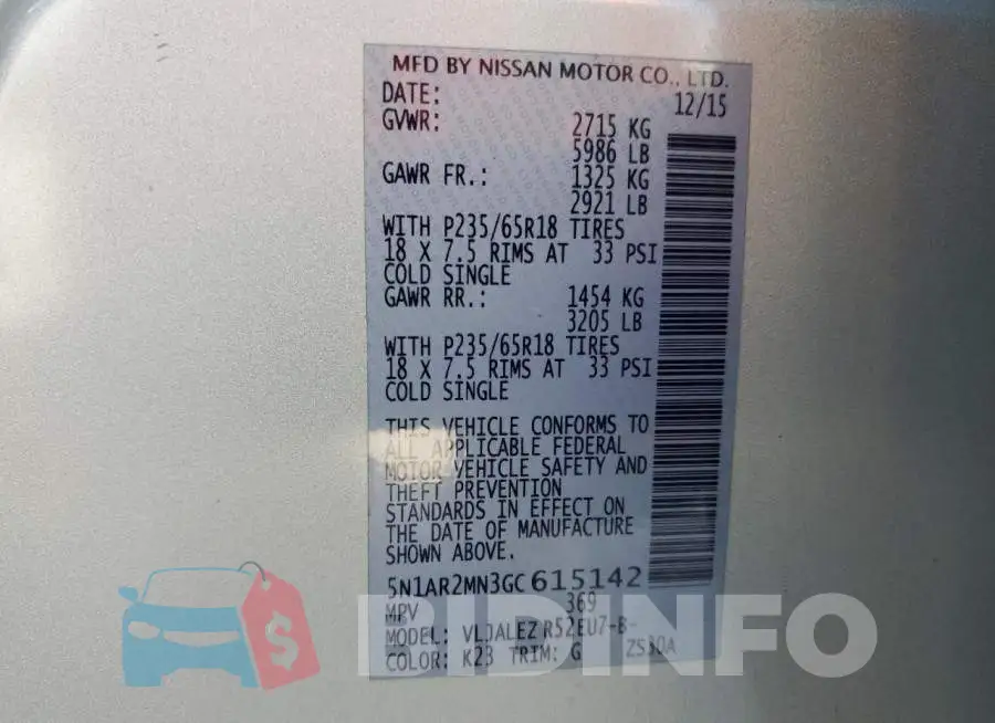 5N1AR2MN3GC615142 Photo# 13