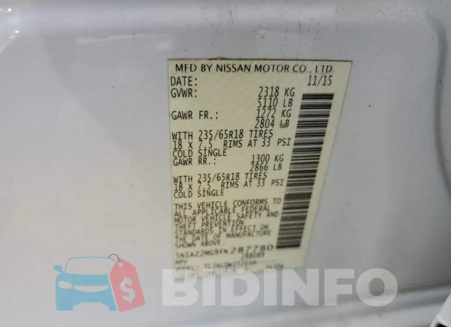 5N1AZ2MG9FN287780 Photo# 13