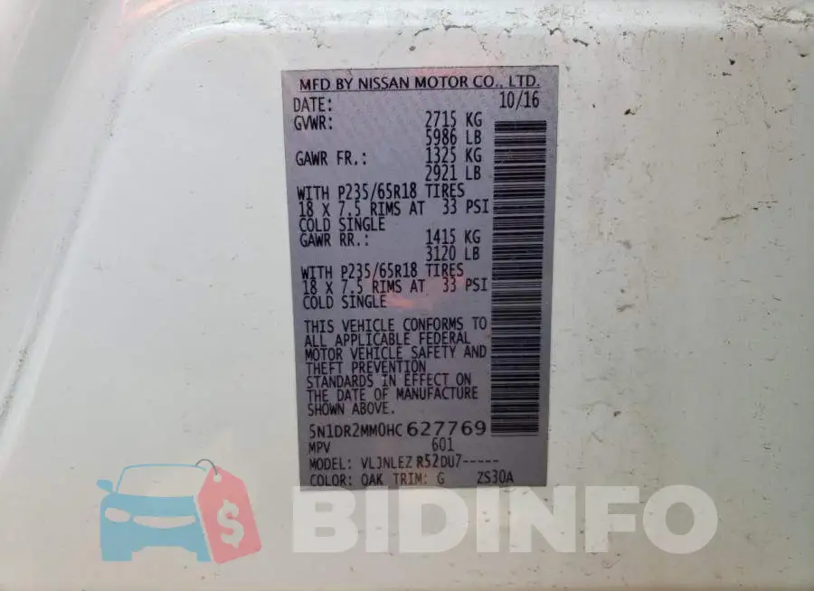 5N1DR2MM0HC627769 Photo# 13