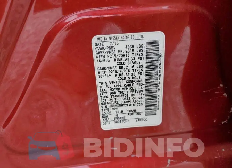 JN8AS5MT2FW161735 Photo# 13