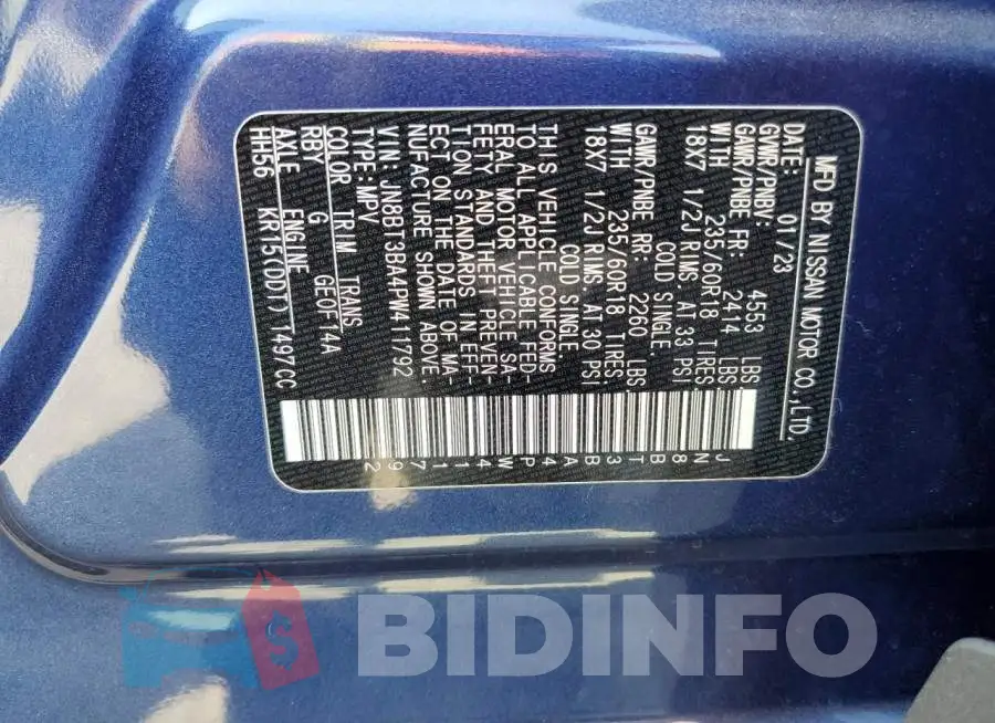 JN8BT3BA4PW411792 Photo# 14