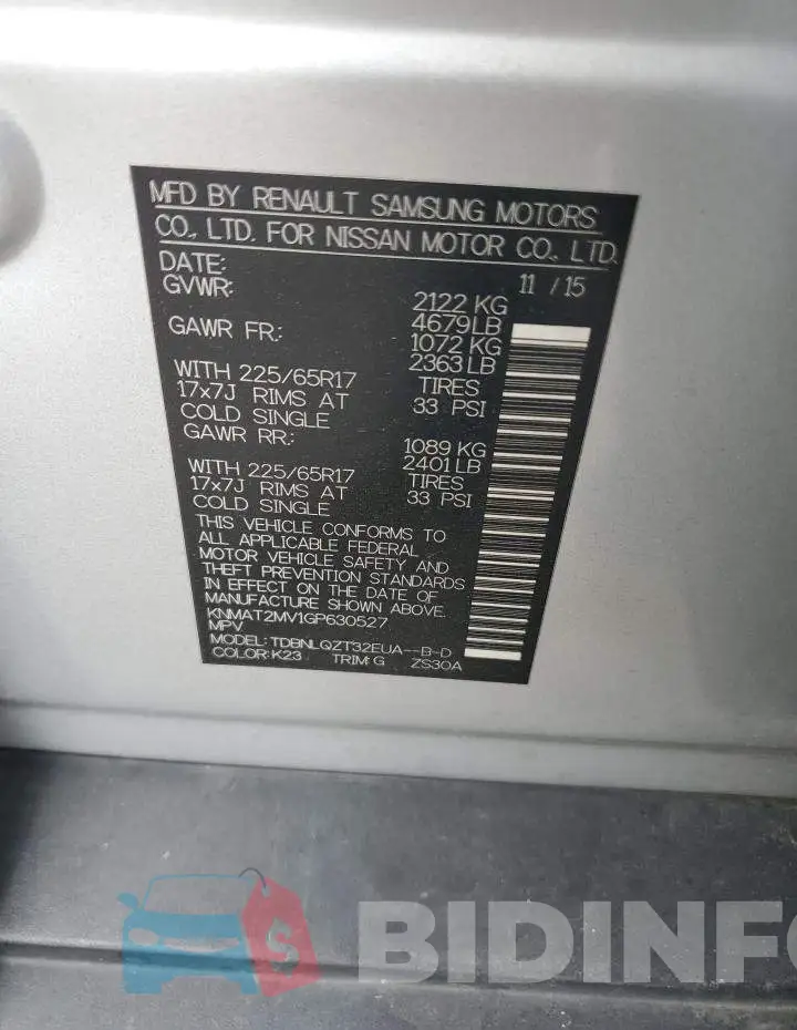 KNMAT2MV1GP630527 Photo# 12