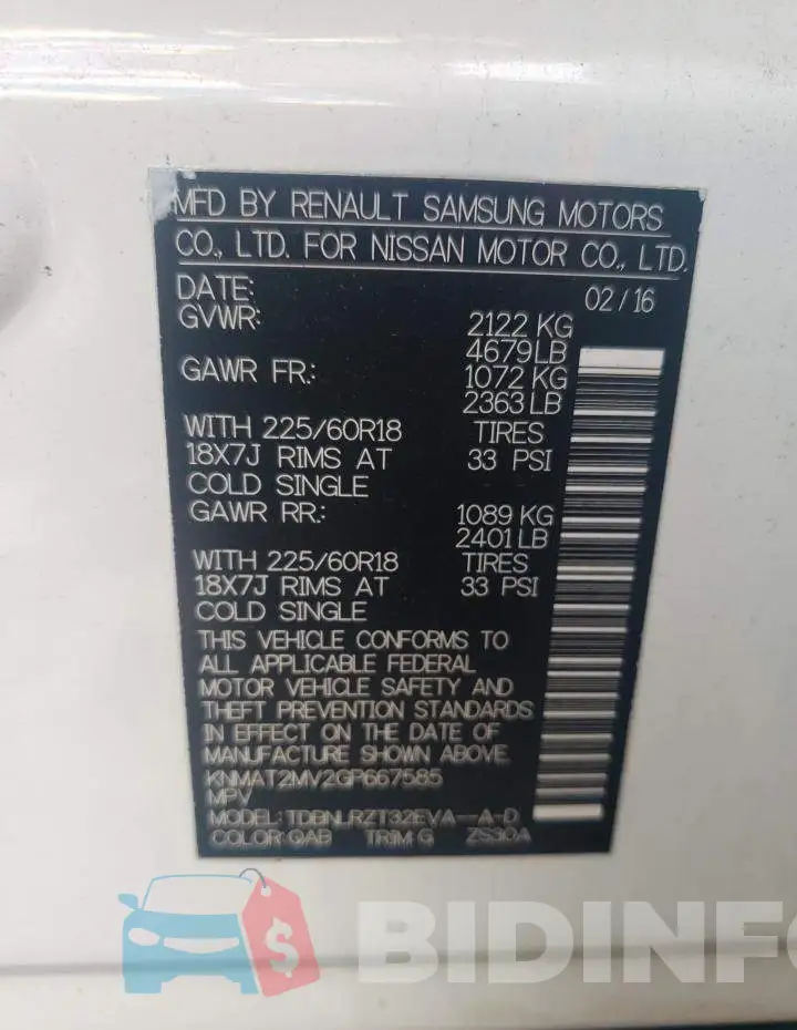 KNMAT2MV2GP667585 Photo# 12