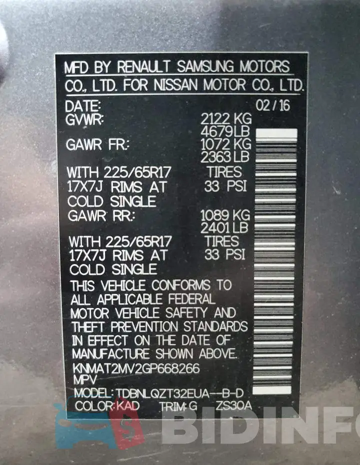 KNMAT2MV2GP668266 Photo# 13