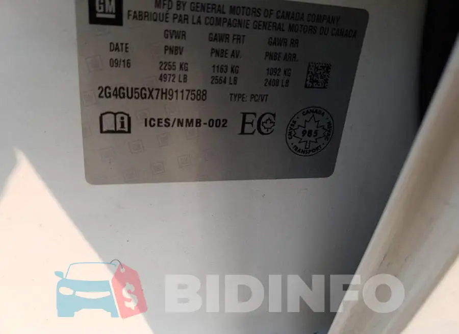 2G4GU5GX7H9117588 Photo# 12
