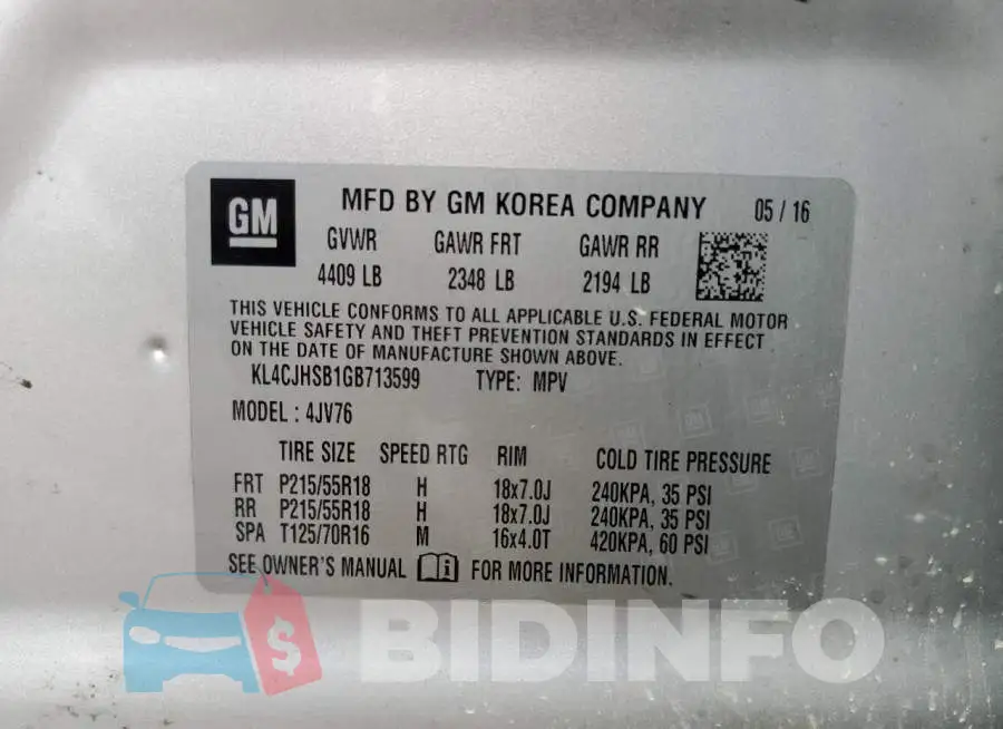 KL4CJHSB1GB713599 Photo# 13