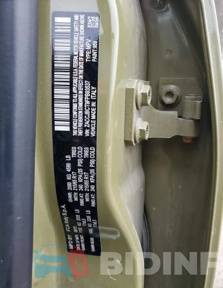 ZACCJBCT9FPB93537 Photo# 13