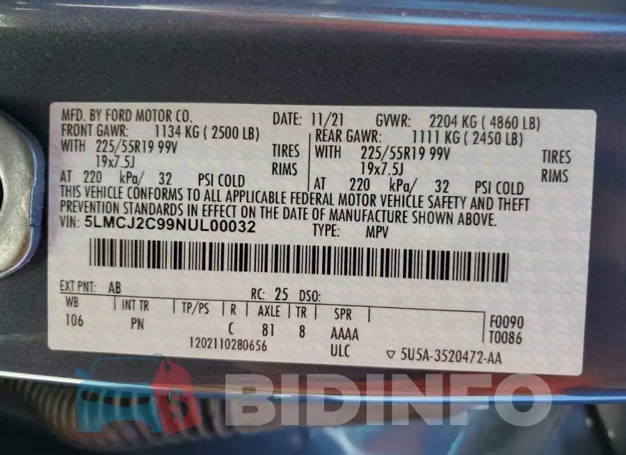 5LMCJ2C99NUL00032 Photo# 13