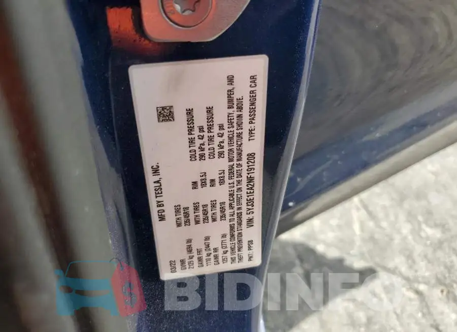 5YJ3E1EA2NF191208 Photo# 12