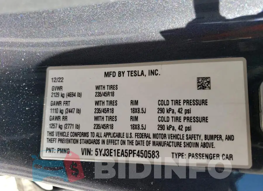 5YJ3E1EA5PF450583 Photo# 12