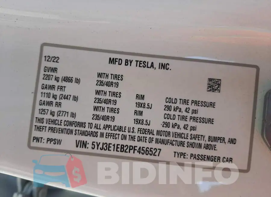 5YJ3E1EB2PF456527 Photo# 12