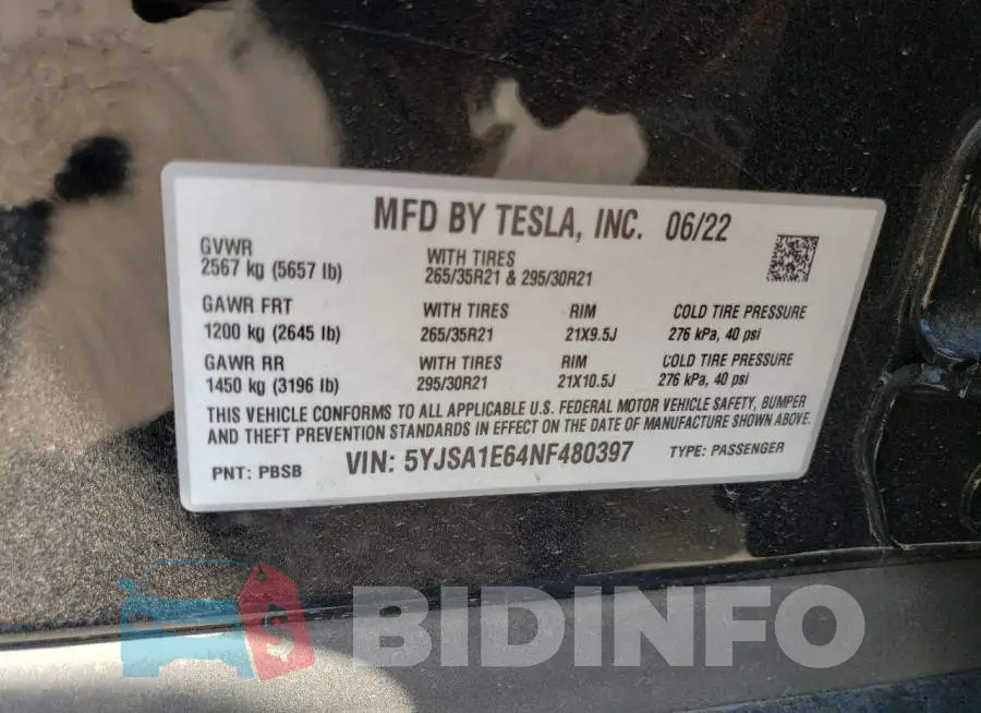 5YJSA1E64NF480397 Photo# 12