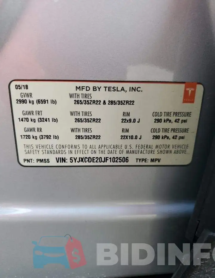 5YJXCDE20JF102506 Photo# 12