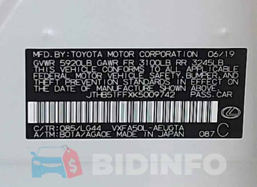 JTHB51FFXK5009742 Photo# 12