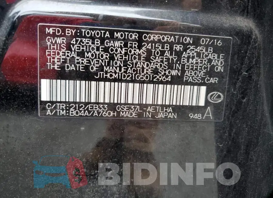 JTHCM1D21G5012964 Photo# 13
