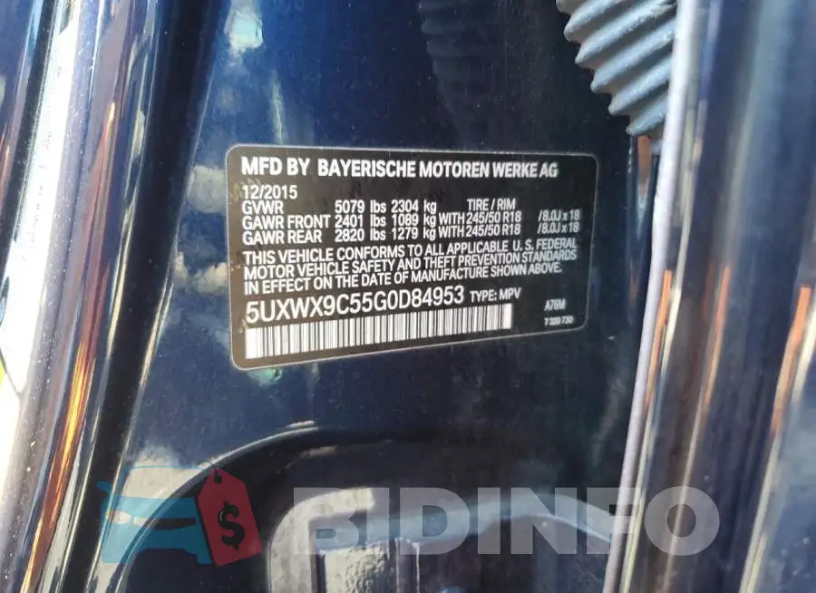 5UXWX9C55G0D84953 Photo# 13