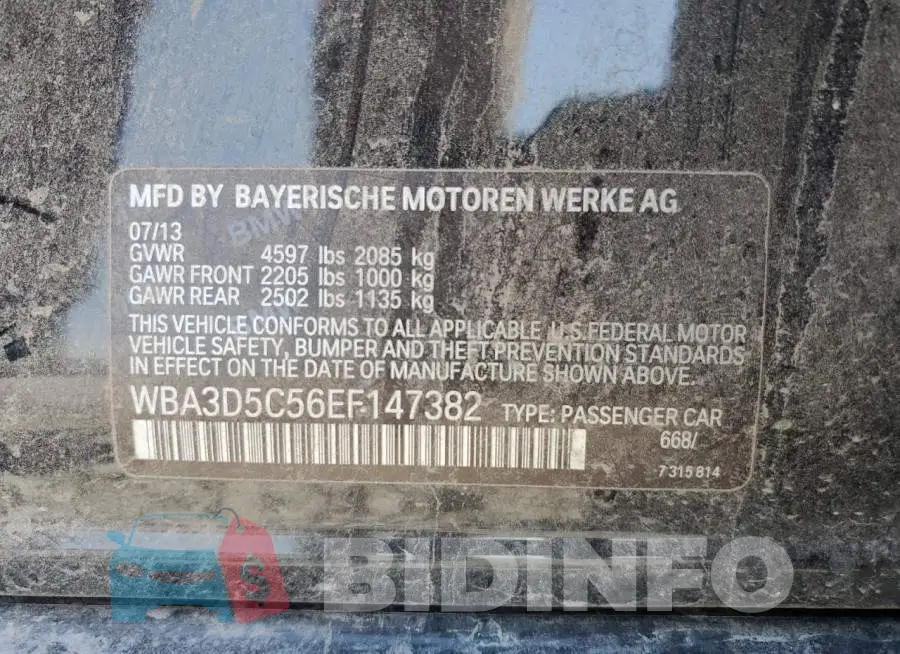 WBA3D5C56EF147382 Photo# 12