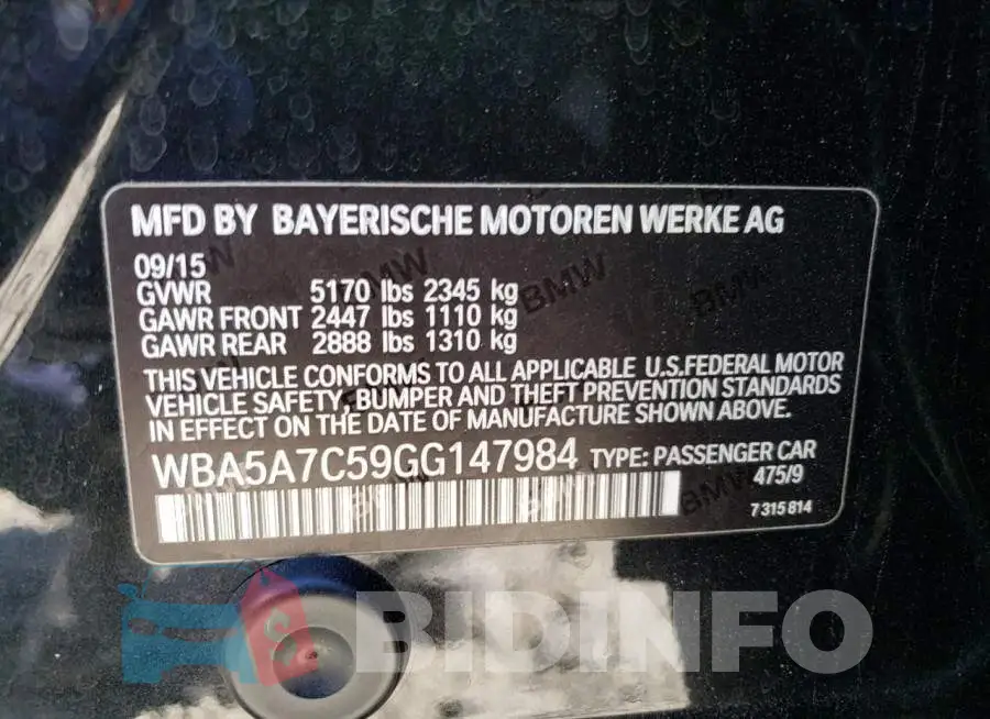 WBA5A7C59GG147984 Photo# 12