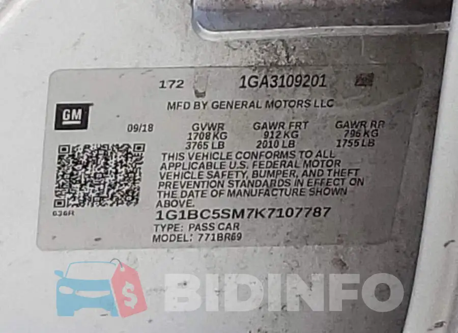 1G1BC5SM7K7107787 Photo# 12