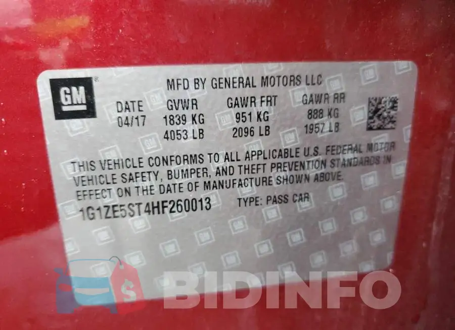1G1ZE5ST4HF260013 Photo# 12
