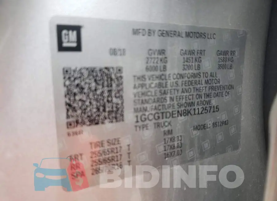 1GCGTDEN8K1125715 Photo# 13