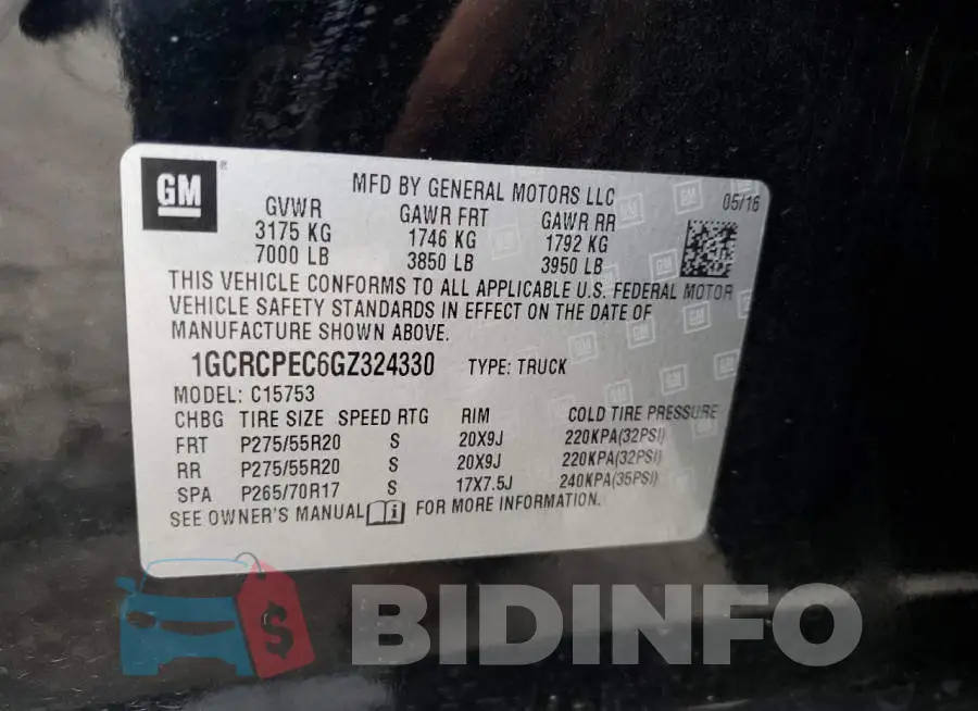 1GCRCPEC6GZ324330 Photo# 12
