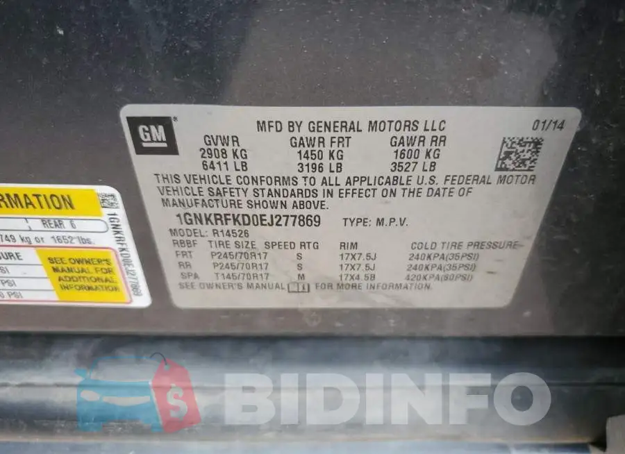 1GNKRFKD0EJ277869 Photo# 12