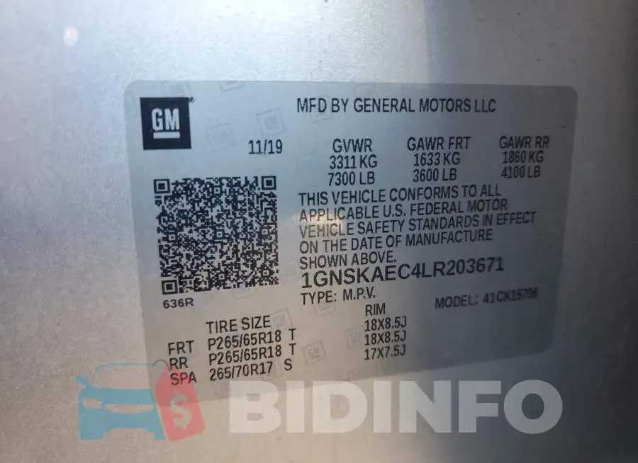 1GNSKAEC4LR203671 Photo# 12