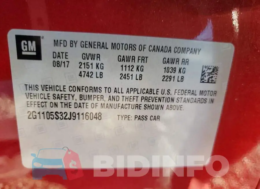 2G1105S32J9116048 Photo# 12