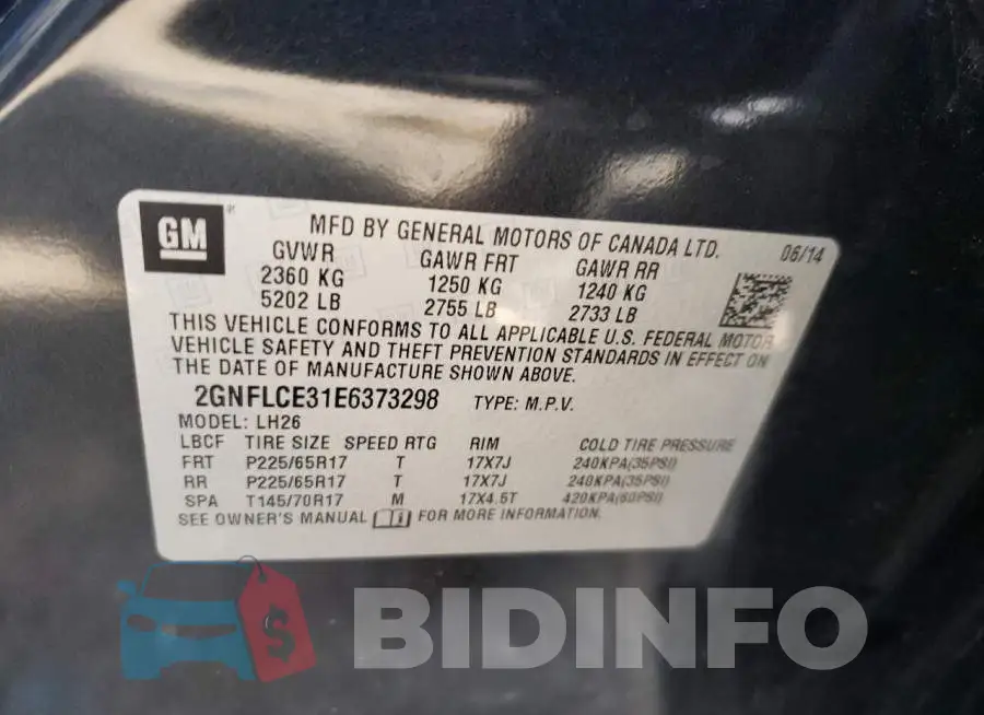 2GNFLCE31E6373298 Photo# 13