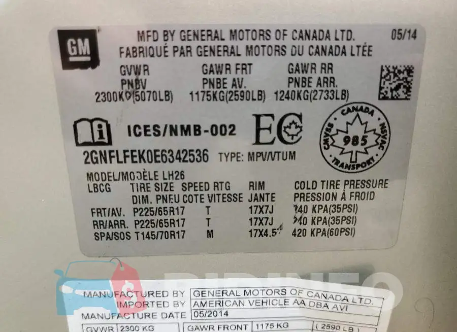 2GNFLFEK0E6342536 Photo# 13