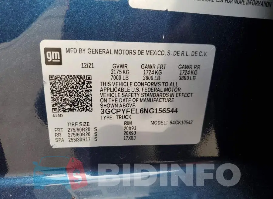 3GCPYFEL6NG156544 Photo# 12
