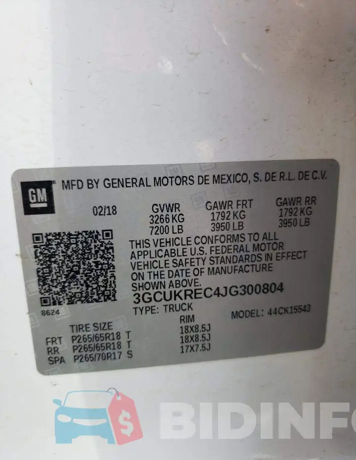3GCUKREC4JG300804 Photo# 12